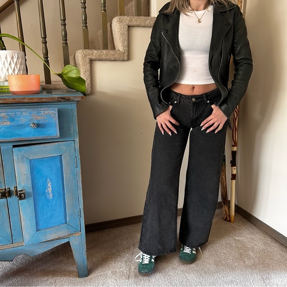 Reiss Black Leather Motorcycle Jacket Size Women's XS - Picture 5 of 16